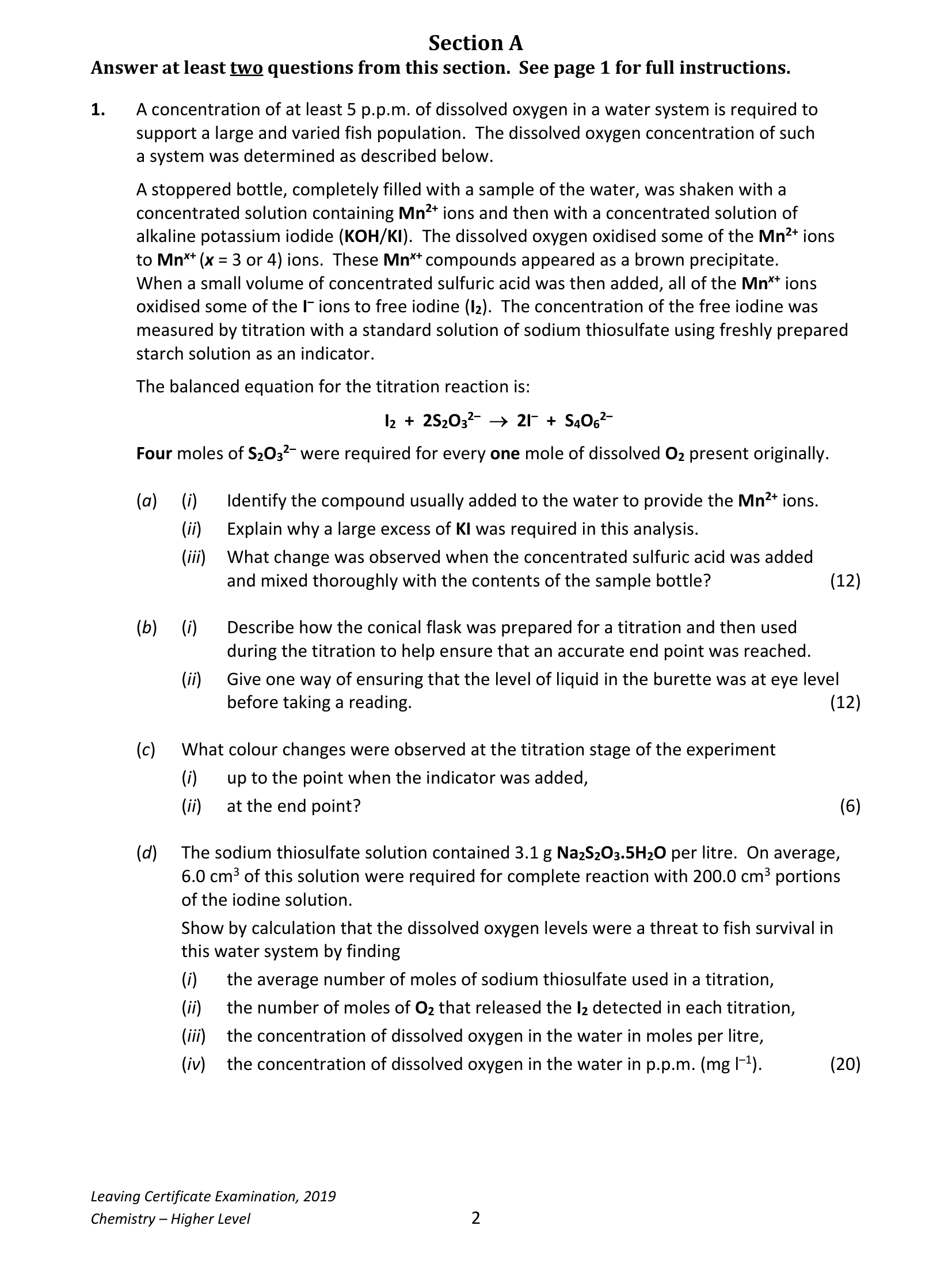 2019 Q1 question